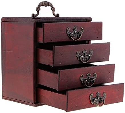 ЛИУЈУНКИ Антички 4 Слоеви Кутија За Чување Богатство Градите Дрвени Уметнички Занаети Античка Кутија За Складирање
