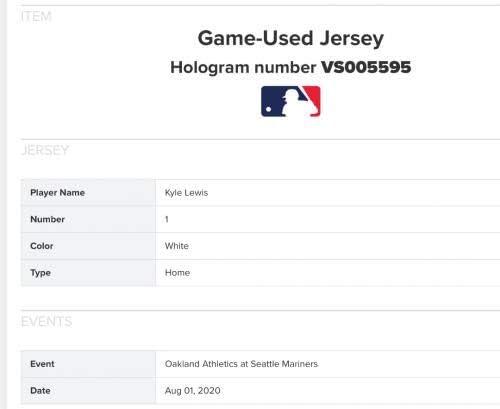 2020 година Кајл Луис Маринерс игра користеше дебитант на годината Бејзбол Jerseyерси MLB Auth - MLB игра користеше бејзбол