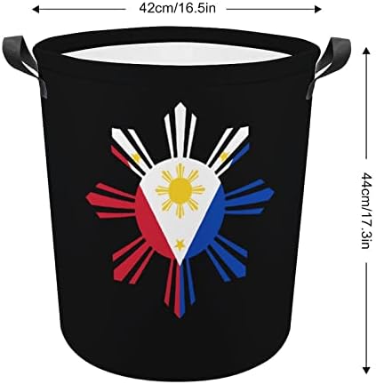 Филипинското Знаме За Сонце Перење Попречуваат Тркалезни Платнени Ткаенини Корпи Со Рачки Водоотпорна Склопувачка Канта За Перење