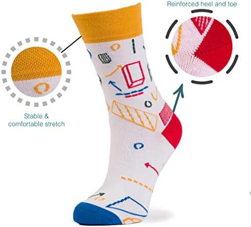 Унисекс со една големина шарени памучни чорапи со памук, влага за влага, мулти-пакет, беспрекорни чорапи за мажи и жени