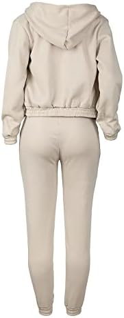 2 парчиња облека за женски џогир худи поставува долги ракави пулвер џемпери и џемпери салони сетови за удобно вежбање
