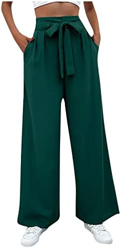 Cokuera женски цврста боја широка панталони Туника Тенки летни пакувања еластични опремени високи половини елегантни панталони