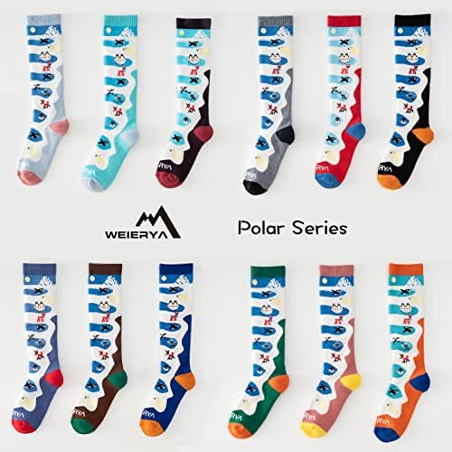 Weierya Kids Skus Cods Merino Wool, термички снежни чорапи, чорапи со волна со високи колена за момчиња и девојчиња, 1/3 пара