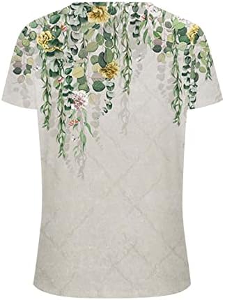 Флорални кошули за жени, женски градиенти за печатење кошули со кратки ракави врвови на екипаж трендовски обични основни маици