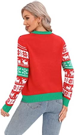 ЛУБОТ Грди Божиќни Џемпери За Жени Слатки Нејасни Смешни Зимски И Празнични Забави Плетен Пуловер Џемпер