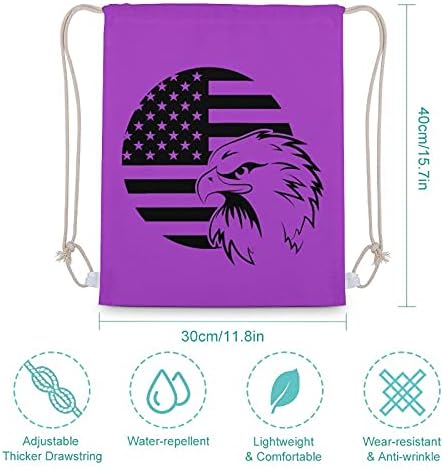 Американско Знаме Орел Платно Ранец Со Врвки Едноставен Стил Торба За Рамо Дневен Ранец За Теретана Плажа Спорт