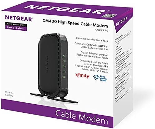 Netgear Кабелски Модем CM400 Компатибилен Со Кабелски Провајдери Xfinity од Comcast, Спектар, Cox | За Кабелски Планови До 100