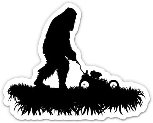 Bigfoot Chowing на налепницата за тревник - налепница за лаптоп 5 - водоотпорен винил за автомобил, телефон, шише со вода -