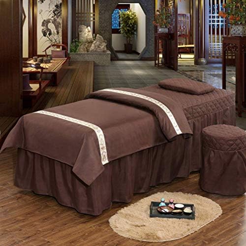 Кревети за масажа на uanуан, здолниште со столче за столче, сетови за маса за масажа со дупка за одмор на лице, микрофибер руфли за кревет за убавина 4-парчиња сет-m 60x180c