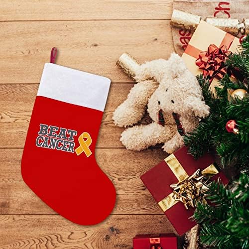 Победи рак Божиќни чорапи црвен кадифе со бела торба за бонбони Божиќни украси и додаток на семејна забава