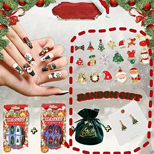 Налепница за Божиќни нокти на Ријонхо, затегнати дијаманти 3Д само-лепете дизајн на ноктите Божиќни налепници за нокти за нокти за зимска декорација на ноктите за н
