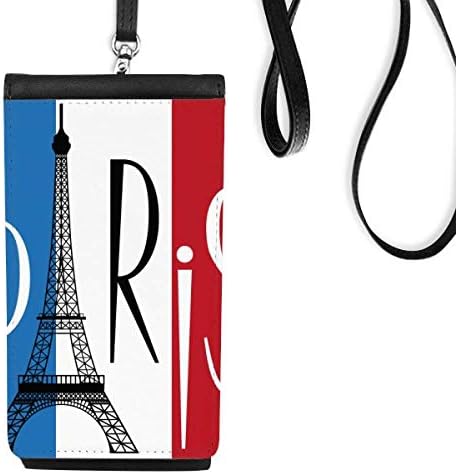 Национално знаме Франција Ајфелова кула Париз Телефон Паричник чанта што виси мобилна торбичка црн џеб