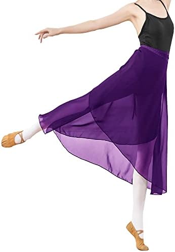 Возрасни долги проточни чиста шифонска марама со шамија Миди здолниште за перформанси на скејт за балет танц