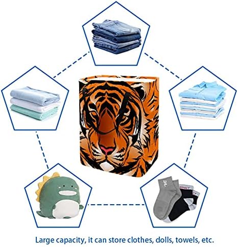 Тигар лента за перење на животни од тигар, водоотпорни корпи за перење алишта што може да се склопи за складирање за детска