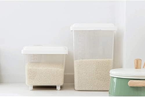 Контејнер за складирање на оризови за складирање на храна Yiwango, полу-флип кофа со ориз со макара, сад од 5/10 кг ориз, цилиндер