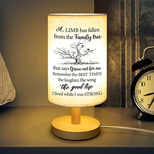 Фунли Симпатија Подарок Меморијални Подароци За Губење На Мајка Татко - 9,1 Инчен Ткаенина Дрвена Маса Ноќна Ламба Подароци