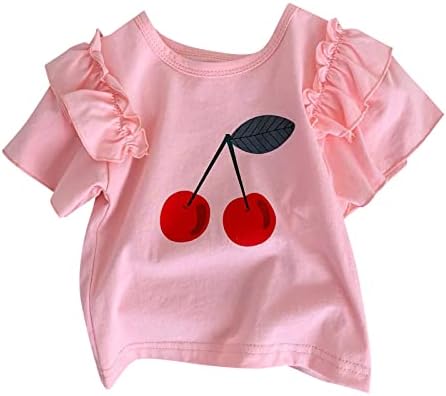 Летни девојки бебе цреша маица маица летаат кратки ракави случајни на отворено за 0 до 6 години подароци за новороденче девојче
