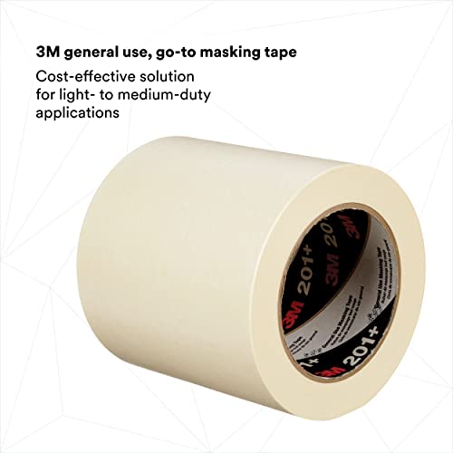 3М Општа употреба лента за маскирање 201+, крепска хартија, ниско одмотување, чисто отстранување, лесно солза, отпори на лизгање,
