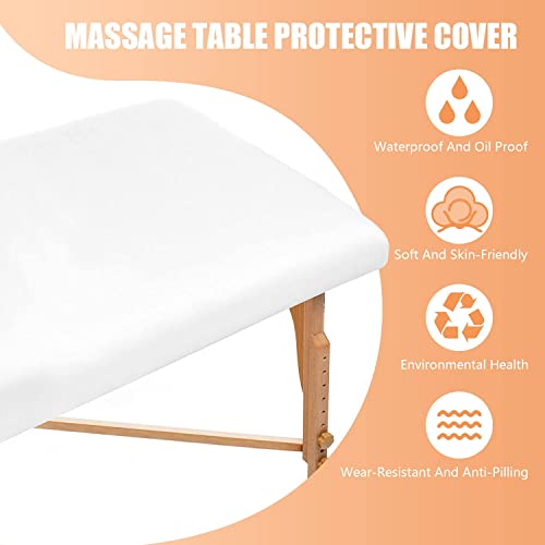 2 парчиња табела за масажа на масата, памук за заштитник на маса за масажа+PE чаршафи отпорни на дамки за еднократна маса за