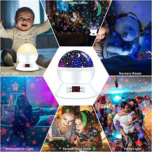 Проектор за ноќно светло за деца, starвезден проектор за декор во спална соба, 360 степени ротирачки проектор за бебиња со 17