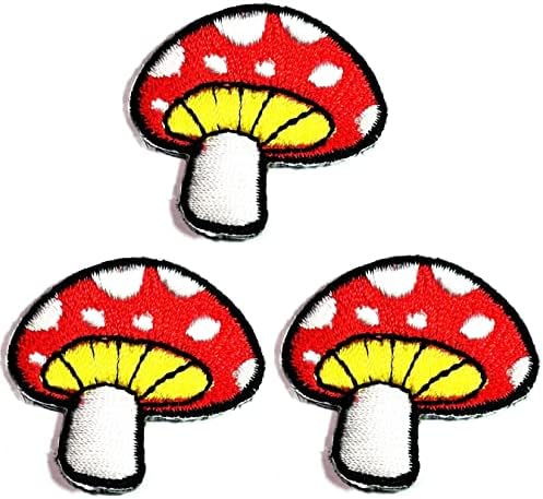 Кленплус 3 парчиња. Мини Печурки Лепенка Симпатична Црвена Печурка Цртан Филм Железо На Лепенка Везена Апликација Шие На Лепенка