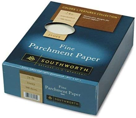Саутворт: бои + текстури фино пергамент хартија, слонова коска, 24lb, буква, 500 по кутија -: - продадени како 2 пакувања од