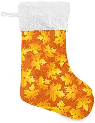 Кигаи 1 пакет Божиќно порибување со есенски печати од лисја од јавор, кадифен манжетна камин Божиќ што виси чорапи за украси