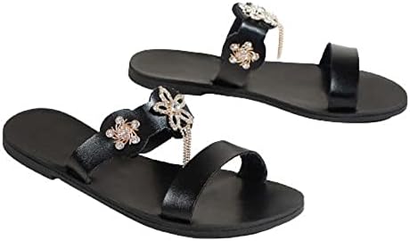 Папучи за женски станови на Пеп пети се лизгаат на чевли метална цвет декорација лето случајна удобност слајд чевли на плажа
