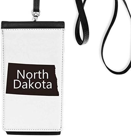 Северна Дакота Америка во САД, на пример, мапа на мапата, телефонски паричник, виси мобилна торбичка со црн џеб