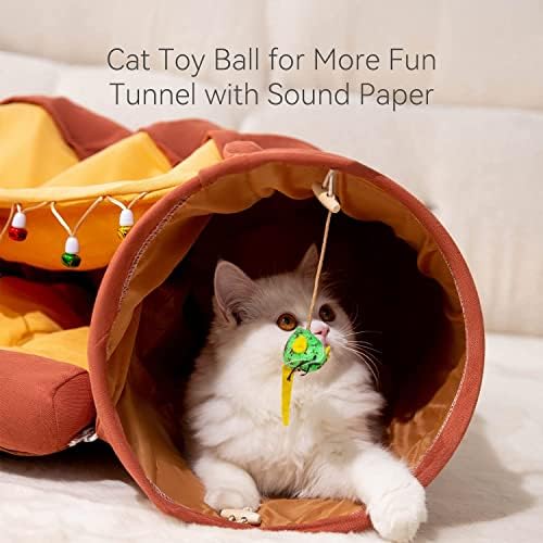 Тунел за мачки на хиппет за затворени мачки, мачка цевка со склопување на кревет за мачки, премиум играчка за мачки за мала