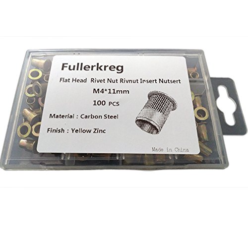 Fullerkreg-100pcs-m4 x 11mm-zinc позлатен-рамен-рамен-јаглерод челик-ритам навртка на орев за вметнување навртки