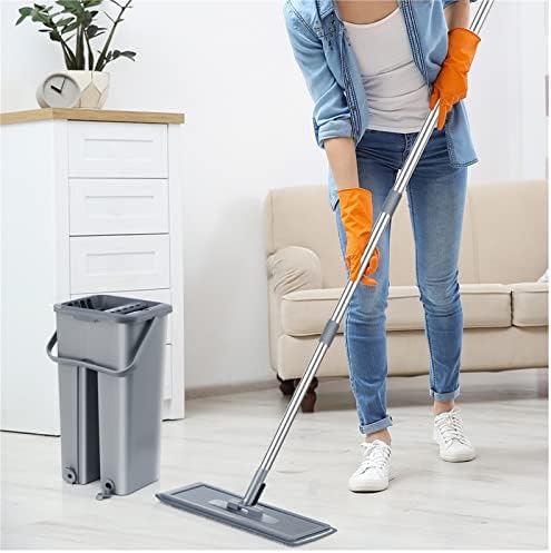 Zukeetbt Mop Free Flate Floor Mop и Кофа поставена за професионален систем за чистење на домови со подлошки за микрофибер за