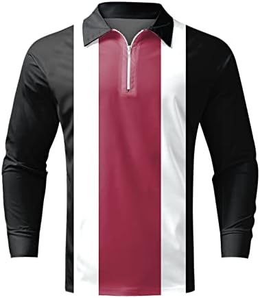 ZDDO 2022 Нови кошули за машка поло, долги ракави 1/4 поштенски до врвови за голф на вратот, шарени крпеници за улична облека,