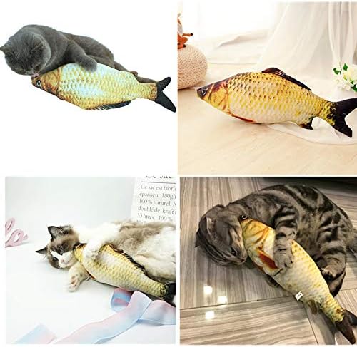 Вештачка риба -14 инчи - Реална лажна риба - Најдобар изглед на реална риба совршена - задејте ја мачката играчка еколошка мачка