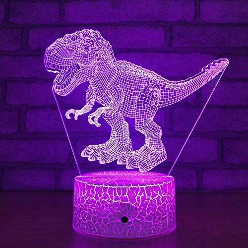 Jinnwell 3D Dragon Dragon Dinosaur Night Light LAMP илузија LED 7 Боја Промена на допир прекинувач Табела за декорација на декорација