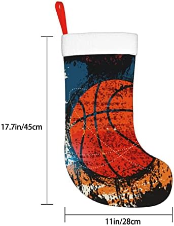 Аугенстерски Божиќни чорапи кошарка Ретро акварел уметност двострана камин што виси чорапи