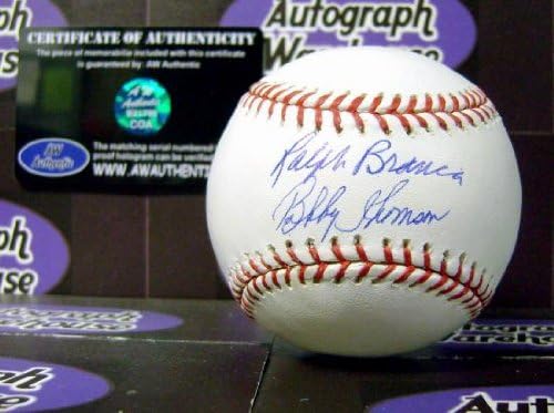 Ралф Бранка и Боби Томсон го автограмираа бејзболот - автограмирани бејзбол