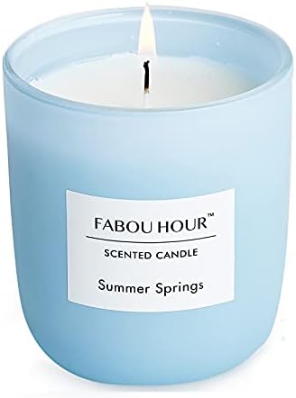 ФАБУ Часови за домашни мириси, 7,7oz летни извори ароматераписки свеќи миризливи со долготрајно горење, високо домашни миризливи