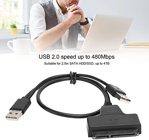 Јунир Адаптер Кабел, USB 2.0 Двоен Интерфејс Конверзија Кабел, SATA HDD/SSD Хард Диск Адаптер Кабел со 2.5 Во Заштити Кутија