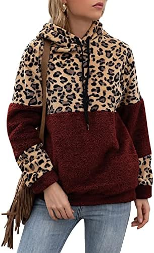 Женски џемпери пулвер леопард печати кадифен џемпер јакна пуловер руно џемпер јакна за одмор