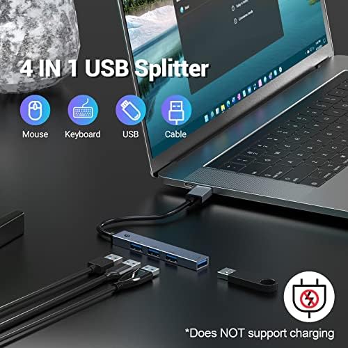 4 - ПОРТ USB Центар, HOPDAY USB Центар За MacBook Pro/Air(1*USB 3.0+ 3*USB 2.0), Ултра-Тенок USB Сплитер Мултипорт Адаптер 5Gbps