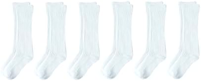 Essentials Unisex Детски обични памучни колени високи чорапи, 6 пара