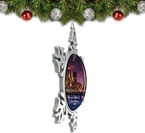 Umsufa USA America des Moines iowa Божиќна украс за украсување на дрво кристален метален сувенир подарок