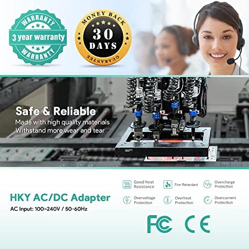 HKY AC DC адаптер компатибилен со Segway Ekickscooter Zing E8 E12 E12 Kids Electric Kick Scouter Кабел за напојување, модел
