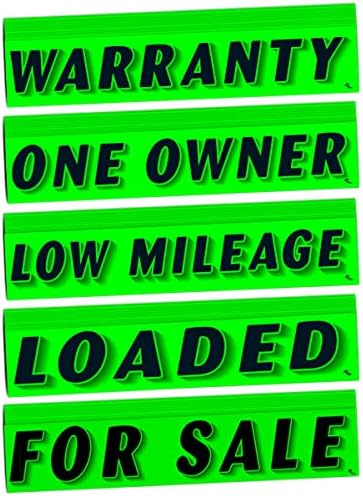 Верса ознаки налепници на слоганот на шофершајбната 12 пакуваат секоја гаранција, еден сопственик, ниска километража, натоварена,