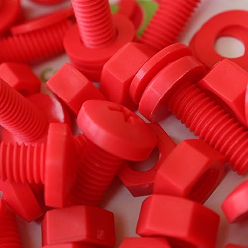 20 x завртки со црвена тава Полипропилен пластични ореви и завртки, M8 x 20 mm, мијалници, 5/16 x 25/32