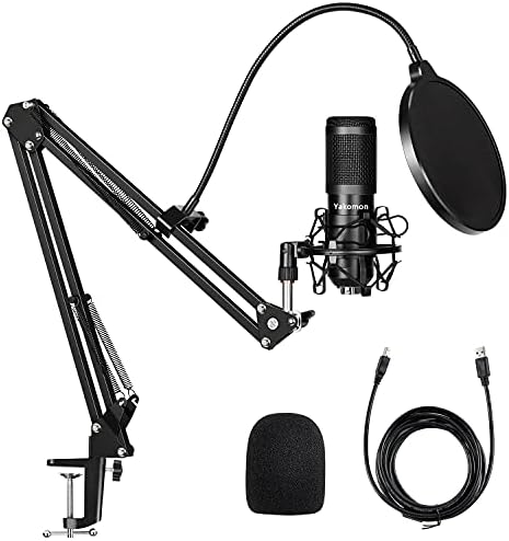Комплет за микрофон за микрофон на Yakomon USB, Podcast Podcast, Professional 192KHz/24bit Studio Cardioid кондензатор компјутер