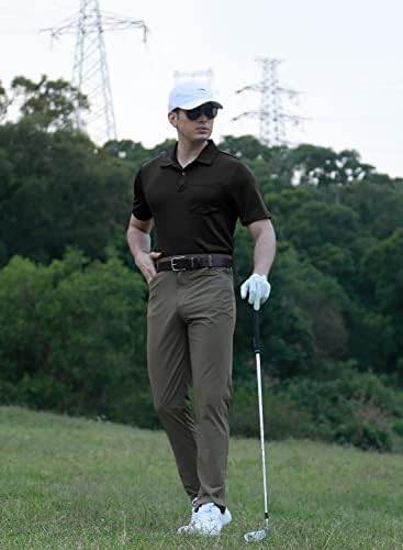 Gopune Men's Polo кошули со кратки ракави суви спортови на отворено голф кошули со џеб