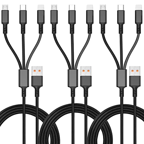 Кабел за повеќе полначи Lafalink, USB C кабел за кабел 3 пакет 3 во 1 најлон плетенка повеќе USB адаптер за брзо полнење на