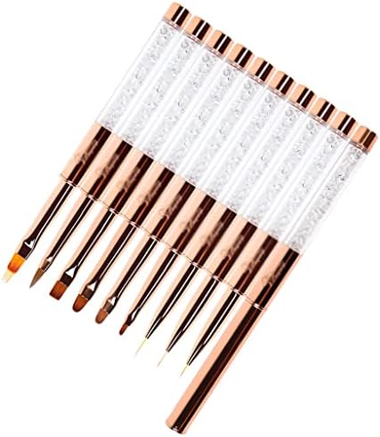 Gretd 9pcs/Поставете розово злато нокти за четка за четки за четка поставено пенкало за измет за уметност, рамен кристално сликарство